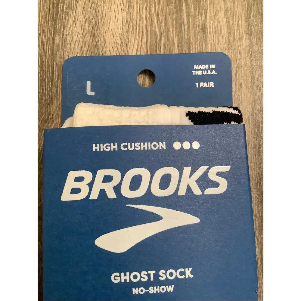Brooks Unisex Large White 1 Pair Ghost No Show Running Athleisure Socks A20-1